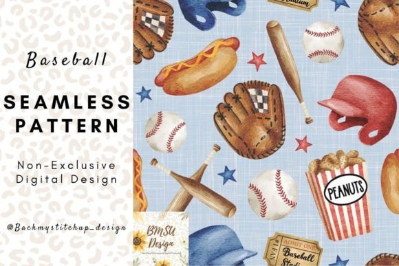 Download Baseball Blue and Red Seamless Pattern - Red Collection