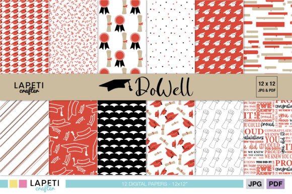 Download Red Graduation Scrapbooking Paper Pack - Red Collection