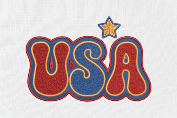 Download USA with Blue and Red Border Embroidery - Red Collection