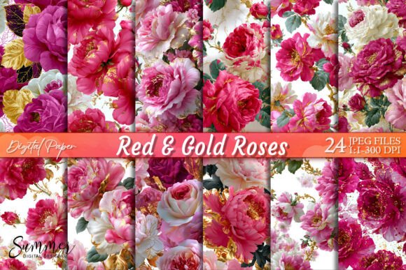 Download Red Gold Roses Luxury Floral Background - Premium Resources