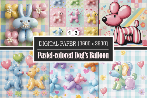 Download Pastel-colored Dogs Balloon - Red Collection