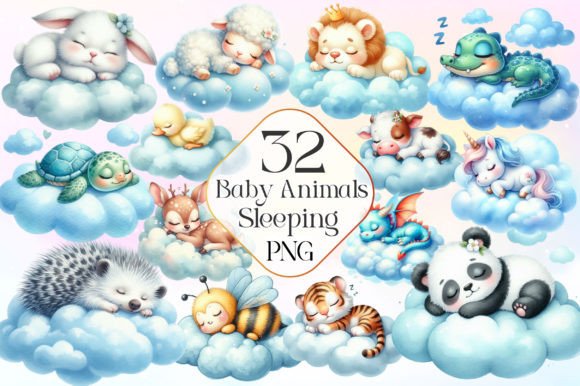 Download Blue Baby Animals Sleeping Clipart PNG - Baby animals Collection