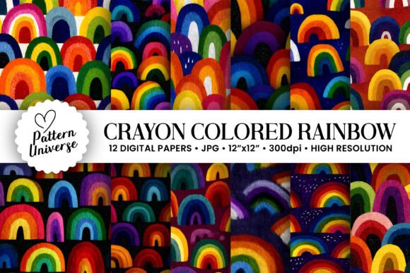 Download Crayon Colored Rainbow Digital Paper - Red Collection