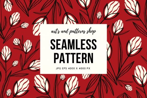 Download Red Pattern with Beige Flowers - Red Collection