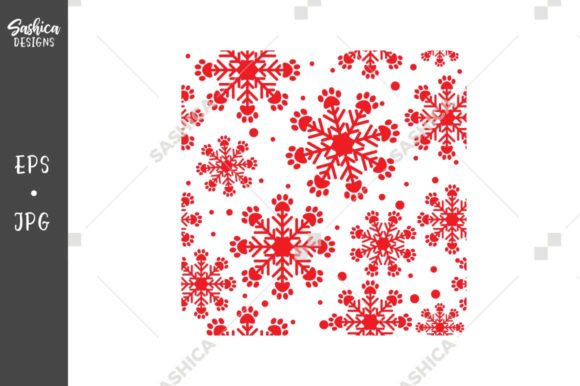 Download Snowflakes/paw Prints White,red Pattern - Red Collection