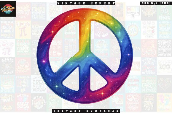 Download Retro Rainbow Galaxy Peace Sign PNG - Retro rainbow Collection