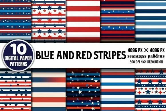 Download Blue and Red Stripes Seamless Bundle - Red Collection