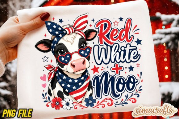 Download Patriotic Cow 4th of July Red White Moo - Red Collection