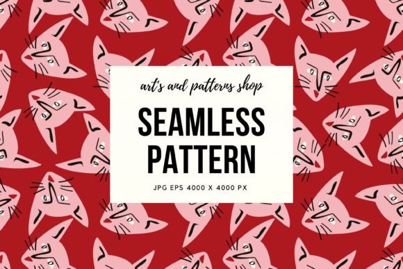 Download Red Pattern with Pink Cats - Red Collection