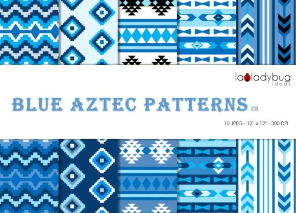 Download Blue Aztec Digital Paper. - Aztec digital paper Collection