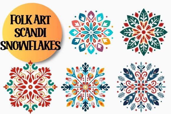 Download Folk Art Scandi Snowflakes - Snow Collection