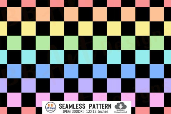 Download Rainbow Checkered Seamless Pattern Paper - Red Collection